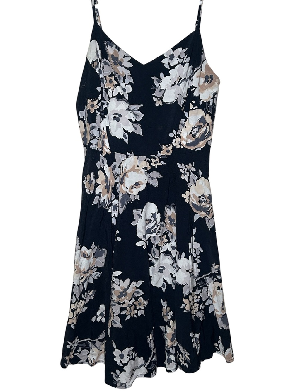 Old Navy Dark Blue Floral A-Line Slip Dress Flowy Fall Casual Fairy Girly